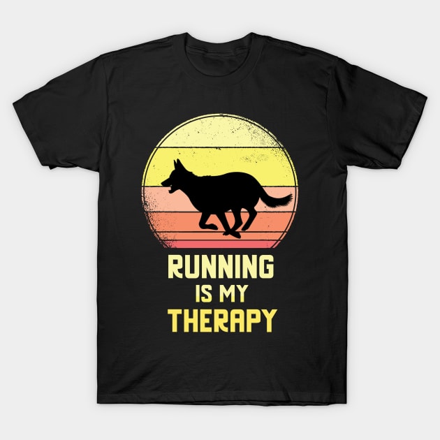 Running Is My Therapy Vintage Retro Motivation T-Shirt by Dogefellas